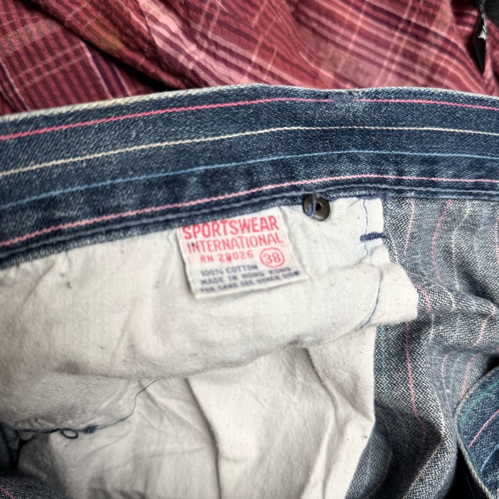 90s Multicolor Stripes Denim Blue Vintage Skirt size XL - Picture 5 of 5